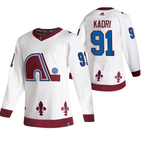 Men Colorado Avalanche #91 Kadri White NHL 2021 Reverse Retro jersey->colorado avalanche->NHL Jersey